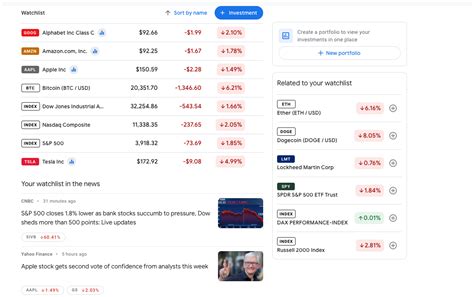 google finance watchlist.